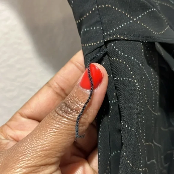 Ann Taylor LOFT Black Dress Midi Geometric Print Flowy with Belt Size 4 - Picture 10 of 14